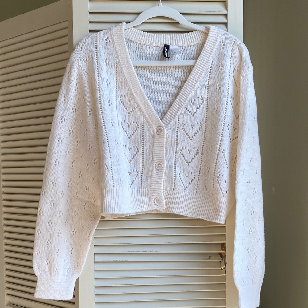 H&M Cream Knit Cardigan with Hearts